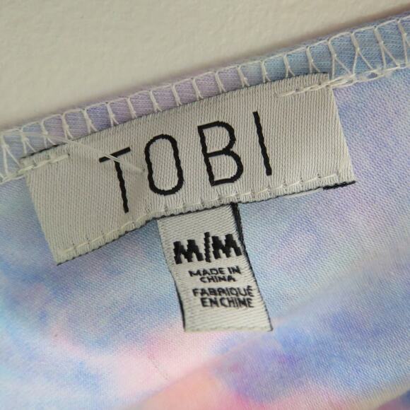 Tobi Pastel Rainbow Tie Dye Sleeveless V-Neck Surplice Romper Medium - Picture 6 of 9